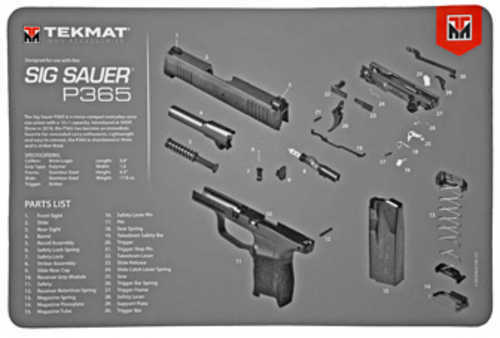 TekMat Sig P365 Pistol Mat 11"x17" Black Includes Small Microfiber TekTowel Packed in Tube R17-SIGP365